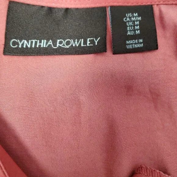 Cynthia Rowley Dress Woman’s Sz MediumPink Tiered Prairie Cottage Balloon Sleeve - Picture 6 of 8